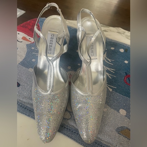 Vintage CWebb Silver blingy sling backs 9.5 - Picture 2 of 8